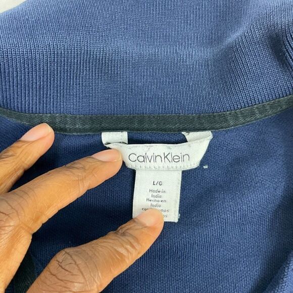 Calvin Klein Mens Cotton Polo Shirt Striped Short Sleeve Collared Pullover Large - Picture 4 of 11